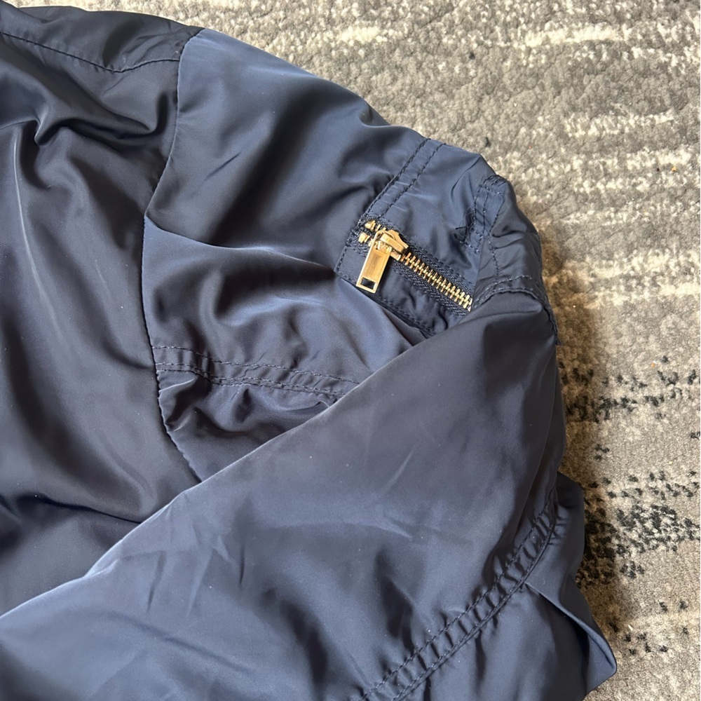 H&M Silky Navy/Gold Bomber Jacket With Ruching - Picture 3 of 10